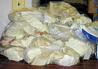 [Clear plastic garbage bags]