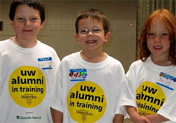 ['UW alumni in training' on three shirts]