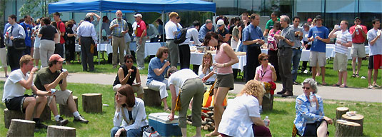 [Crowd by the Tatham Centre and refreshment tent]