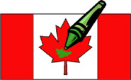 [Canadian flag with crayon about to turn it green]