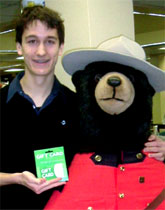 [Man and Mountie bear]