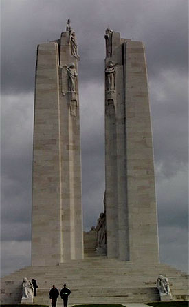 [Vimy memorial with tiny figures]