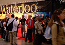 [Booth with the familiar Waterloo logo]