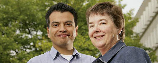 Norbert Galicia with math prof Mary Thompson