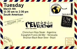 [Airmail envelope advertises South American cuisine]
