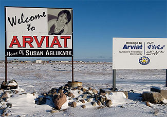 [Welcome to Arviat' signs]