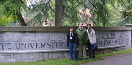 [Posing in front of UBC inscription]