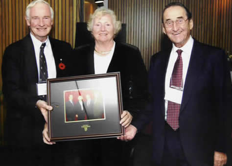 David Johnston, left, with donors Ruth and Fred Stork
