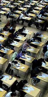 [More of the exam hall]