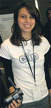 [Woman with CLIP T-shirt]