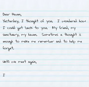 [Handwritten letter: Dear Haven]
