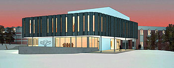 Planned Grebel academic building -- architect's drawing