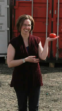 Karen Mason-Bennett and the fruit of her labours.