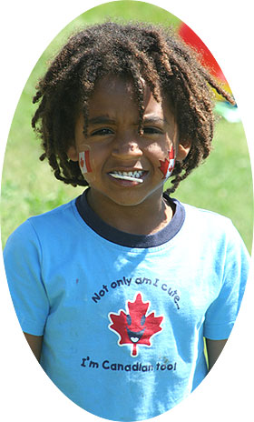 [Kid with Canada T-shirt]