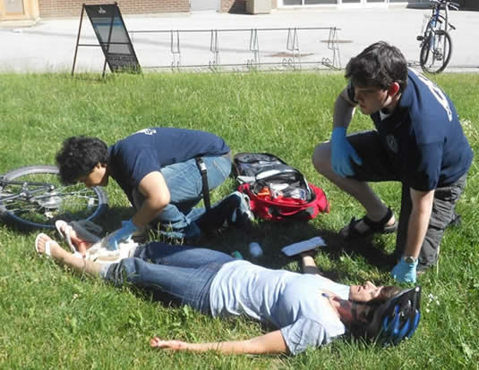 Members of the Campus Response Team participate in a casualty simulation event.