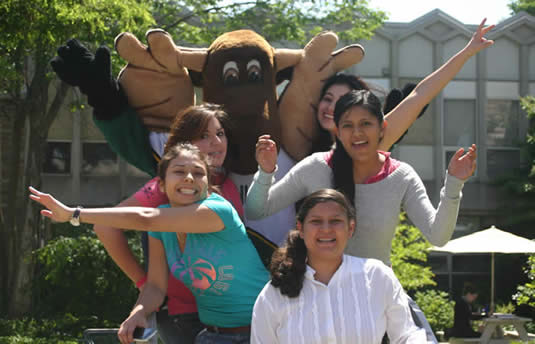 Students from Monterrey Tech get goofy with Reni Moose.