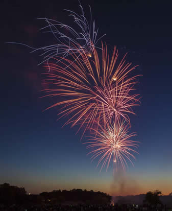 Fireworks on display above Columbia Lake.