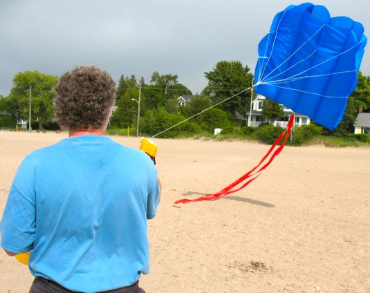 Joe Bevan flying a kite
