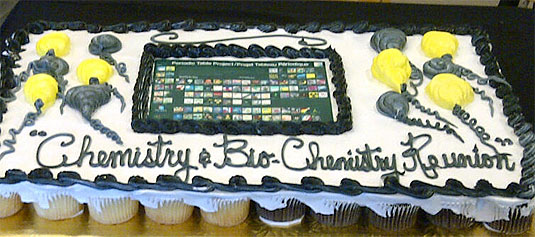 [Elaborate icing on chemistry and biochemistry reunion cake]