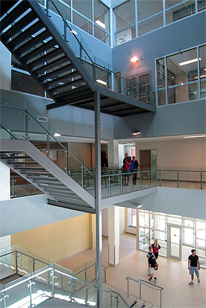 [View of Math 3 atrium from upper floor]