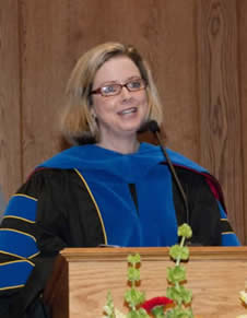 Dr. Susan Schultz Huxman delivers her inaugural address at Floradale Mennonite Church on October 16.
