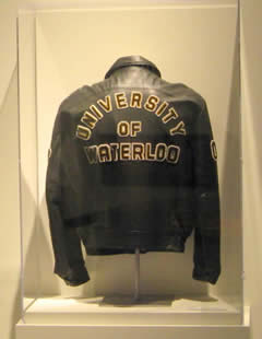A University of Waterloo jacket is included in the exhibit at the new Waterloo Region Museum.