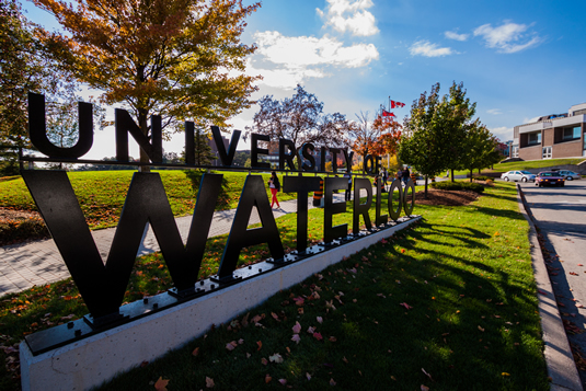 The new University of Waterloo sign at the south campus entrance.