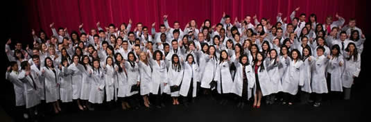Students pose for a group photo at the 2012 White Coat Ceremony.