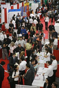 Students and employers discuss job opportunities at last year’s Job Fair. 