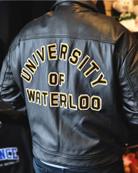 The back of the University of Waterloo's leather jacket.