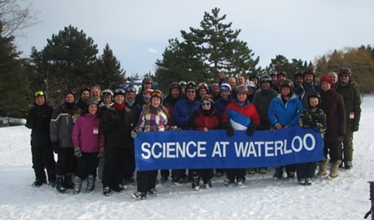 Science alumni, faculty, staff and friends pose at Osler Bluff resort.