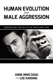 The front cover of "Human Evolution and Male Aggression" showing a human and a gorilla.