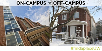 A collage showing a residence and an off-campus housing option.