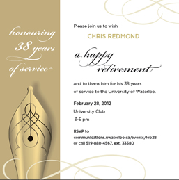 Invite for Chris Redmond's retirement event.