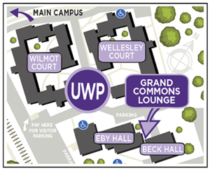 Map of UW Place showing the location of the Grand Commons lounge.