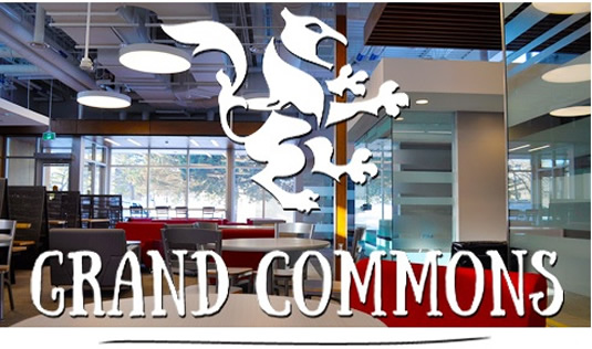 The Grand Commons lounge with a logo overlayed.