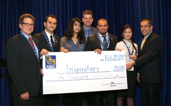 The Inspirators pose with their cheque.