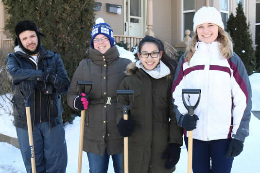 Pictured are (left to right) volunteers Michael Divinski, Victoria Harkes, Judy Vo, and Allie Piatkowski.