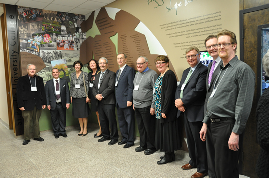 St. Paul’s and uWaterloo alumni gather to celebrate the unveiling of the Dr. Kenneth A. MacKirdy History and Donor Recognition wall.