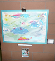 Finished fish prints on display.