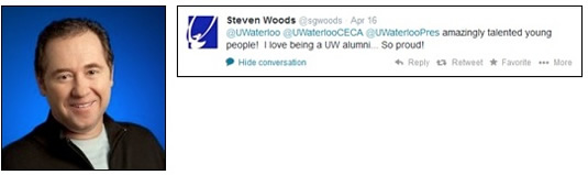 A picture of Stephen Woods and a congratulatory tweet.