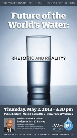 Poster for the Distinguished Lecture showing a glass...but is it half empty or half full?