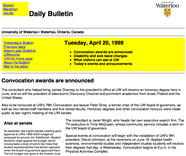 A Daily Bulletin from 1999.