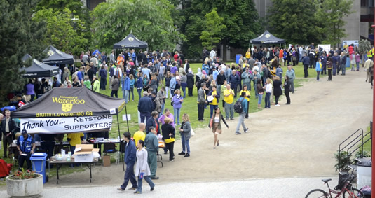The scene at last year's Keystone Picnic with booths set up in the green space outside M&C.