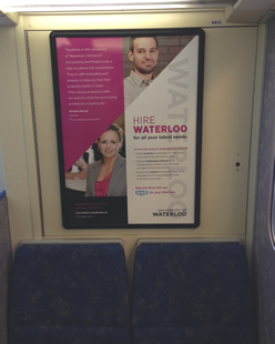 A Waterloo Co-op ad on a GO Train.