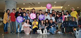 Incoming international students greeted at the airport.