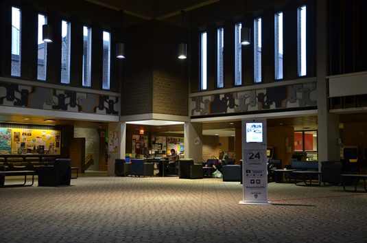 The Student Life Centre's Great Hall early this morning.