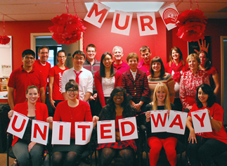 Marketing and Undergraduate Recruitment group photo with the United Way sign.