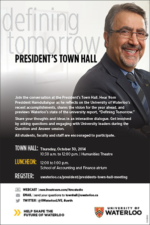 The "Defining Tomorrow" Town Hall ad featuring Feridun Hamdullahpur.