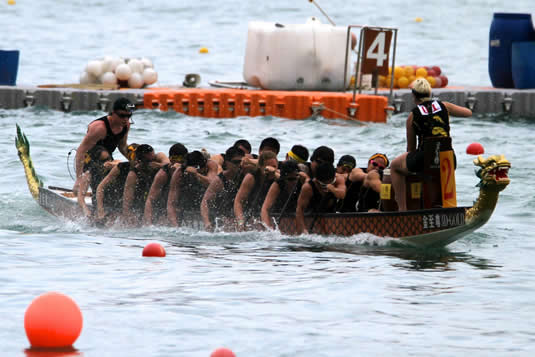 The University of Waterloo Dragon Boat club at work.